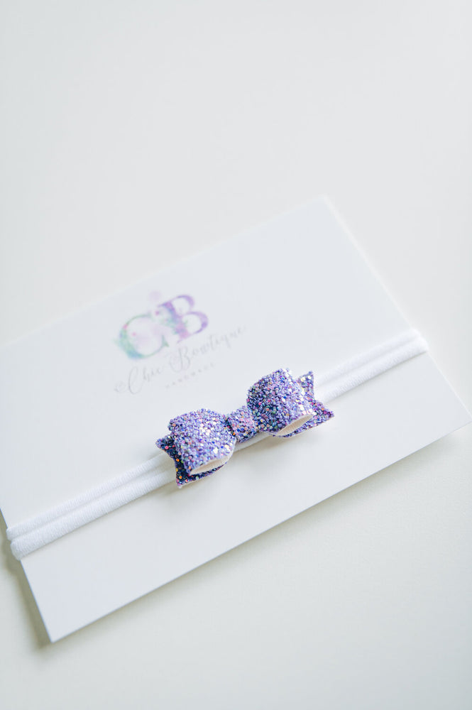 Lavender Sparkle Mini Bow on Headband