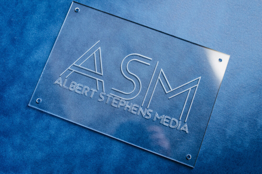Logo Engraved Acrylic Standoff Sign