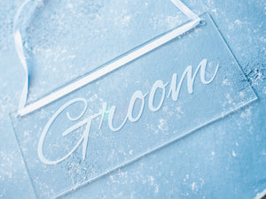 Bride and Groom Chair Signs with Ribbon