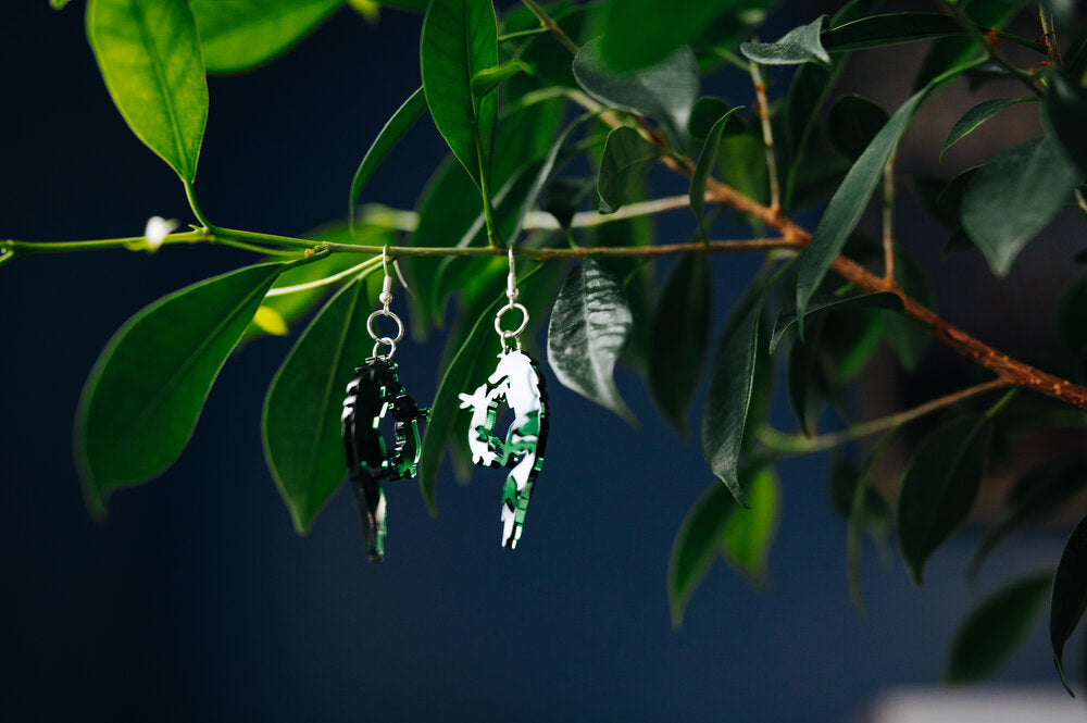 "Fox and the Hare" Acrylic Earrings by Artist Kristin Tang