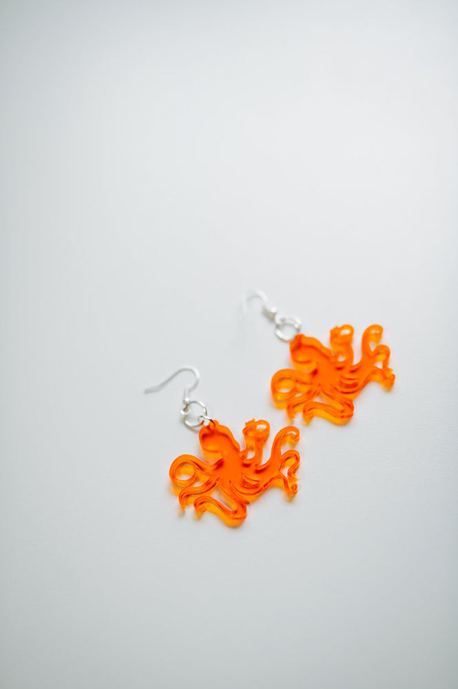 "Octopus Taking a Bath" Acrylic Earrings by Artist Kristin Tang